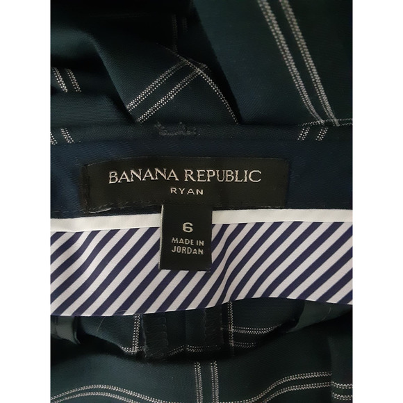 Banana Republic Womens Navy Blue Grid Plaid Ryan Dress Pants Slacks Unlined 6 - Picture 5 of 16